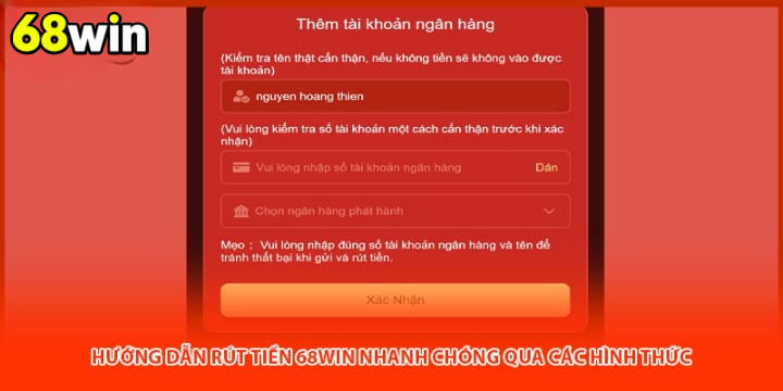 Hướng dẫn rút tiền 68win 